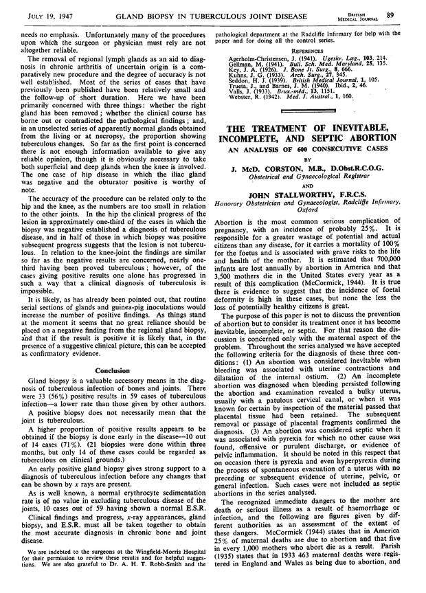 Treatment of Inevitable, and Septic Abortion The BMJ