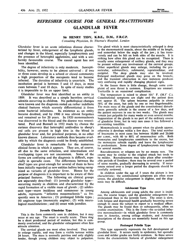 Glandular Fever The BMJ