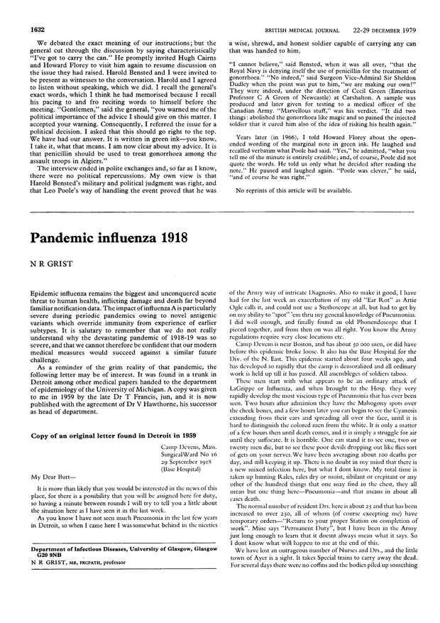 Pandemic influenza 1918. The BMJ