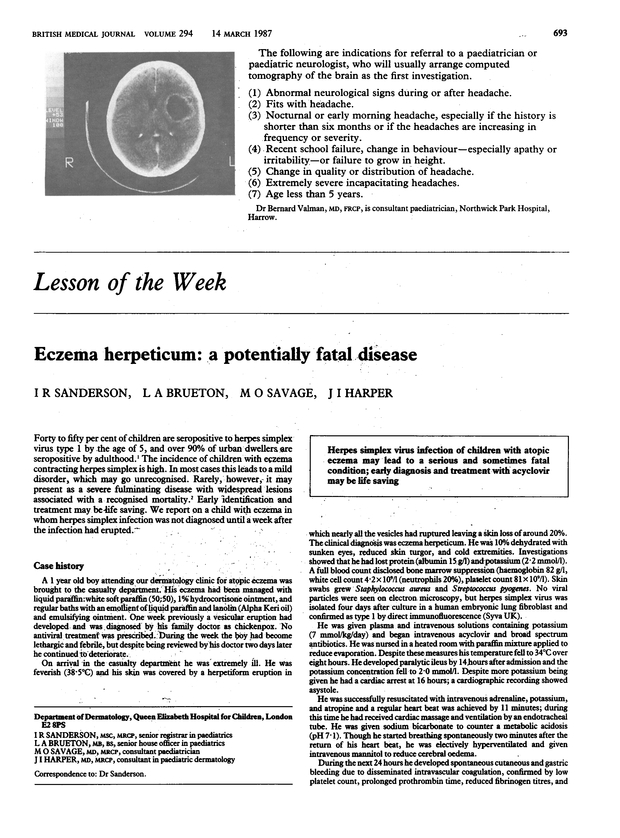 Eczema herpeticum a potentially fatal disease. The BMJ