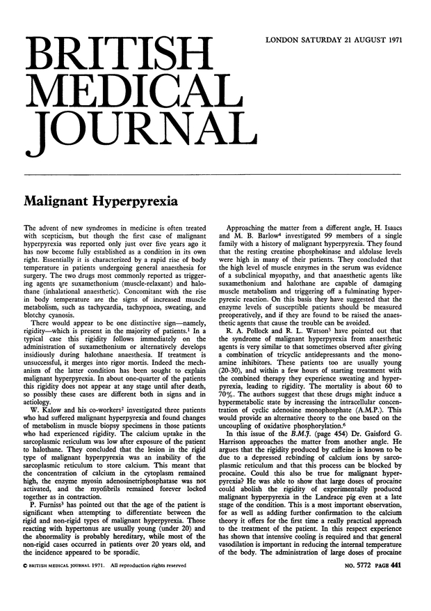 Malignant hyperpyrexia. The BMJ