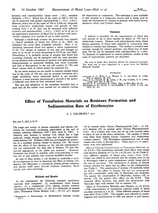 Effect of transfusion materials on rouleaux formation and sedimentation
