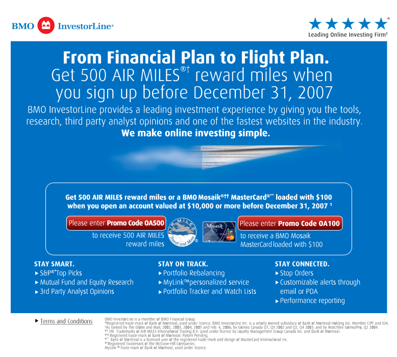 BMO InvestorLine Air Miles Promotion