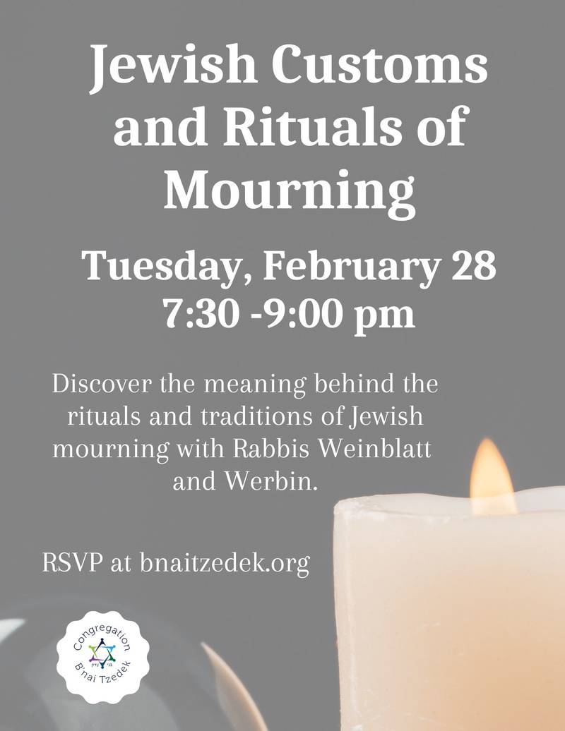 Jewish Customs & Rituals of Mourning Program Event Congregation B