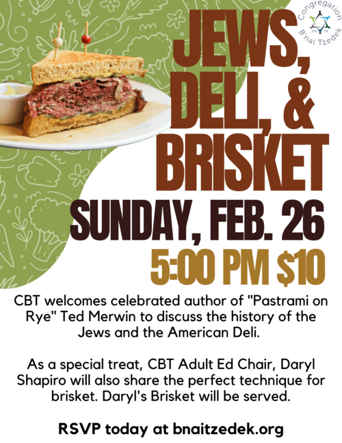 Jews, Deli & Brisket Event Congregation B'nai Tzedek