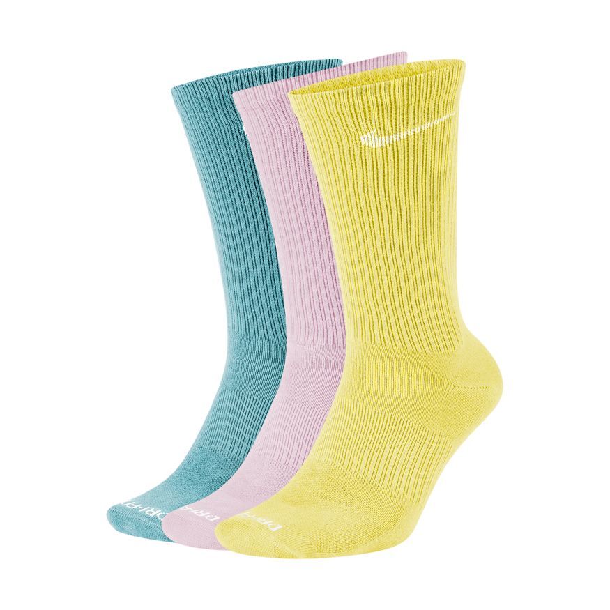 Nike SB Youth Socks Everyday Plus Lightweight Crew 3pk Yellow/Pink/Teal
