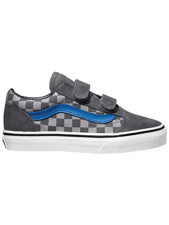 Vans Youth Old Skool Velcro Checkerboard Pewter/Grey