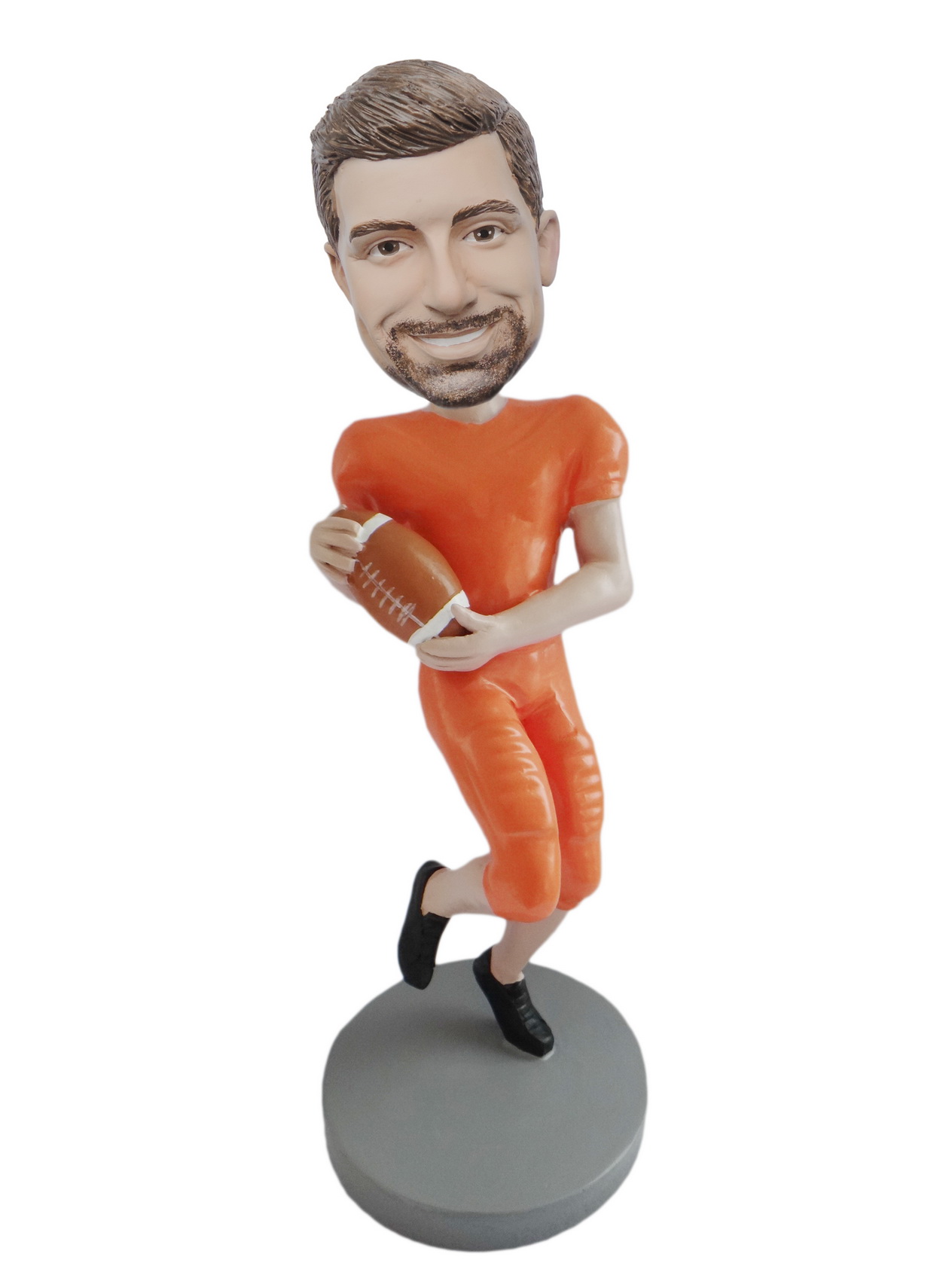 Custom Bobble Head Football Player In Orange Uniform Bobblehead