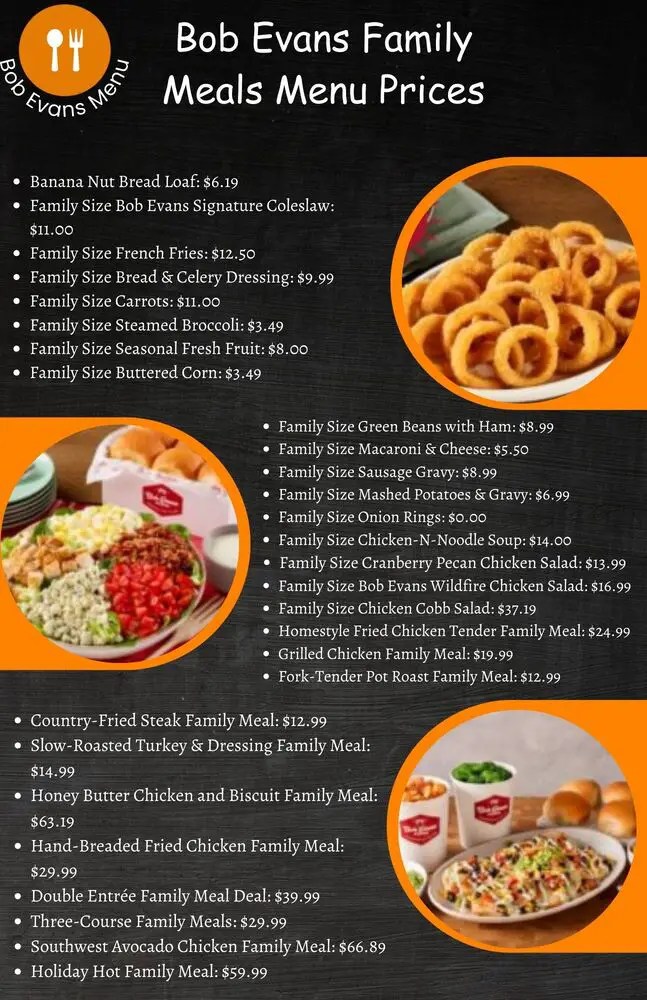 Bob Evans Family Meals Menu Prices