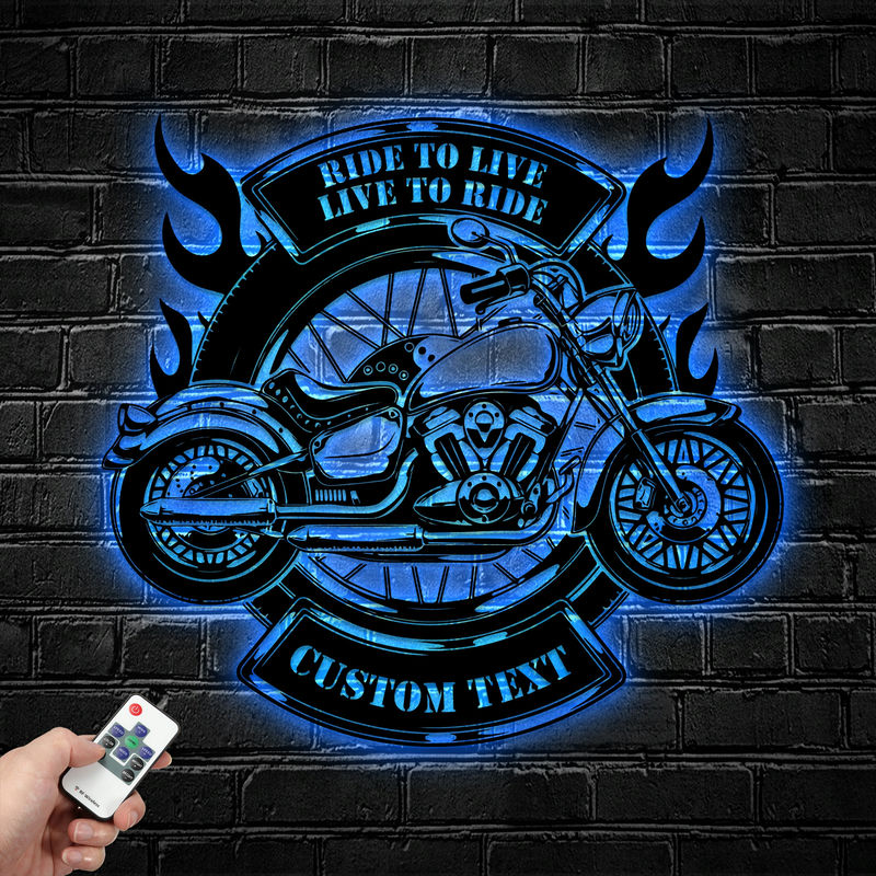Custom Motorcycle Metal Wall Art LED Lights