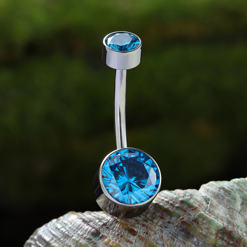 Titanium Internally Threaded Gemmed Navel Rings Giometal Body Jewelry