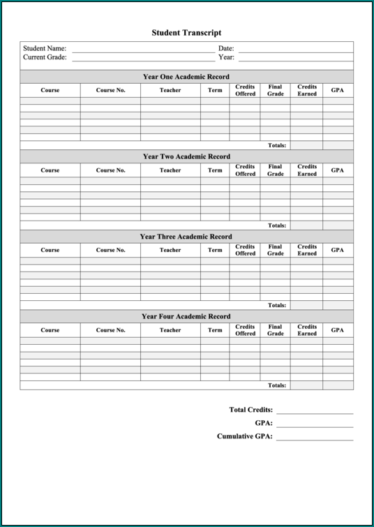 》Free Printable Blank Report Card