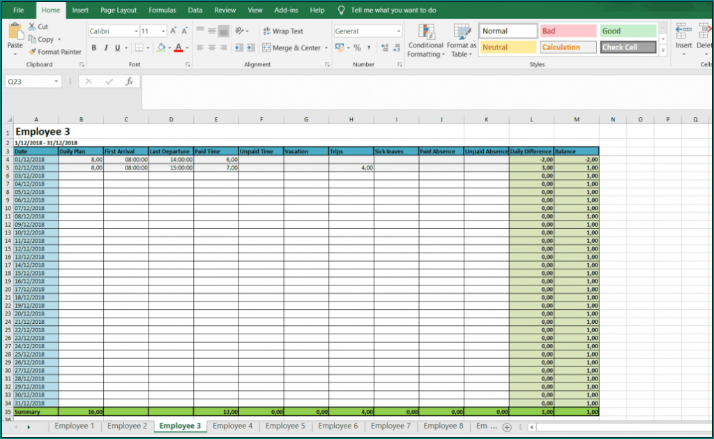 》Free Printable Employee Time Tracking Excel