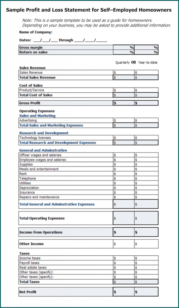》Free Printable Profit And Loss Statement Excel Template