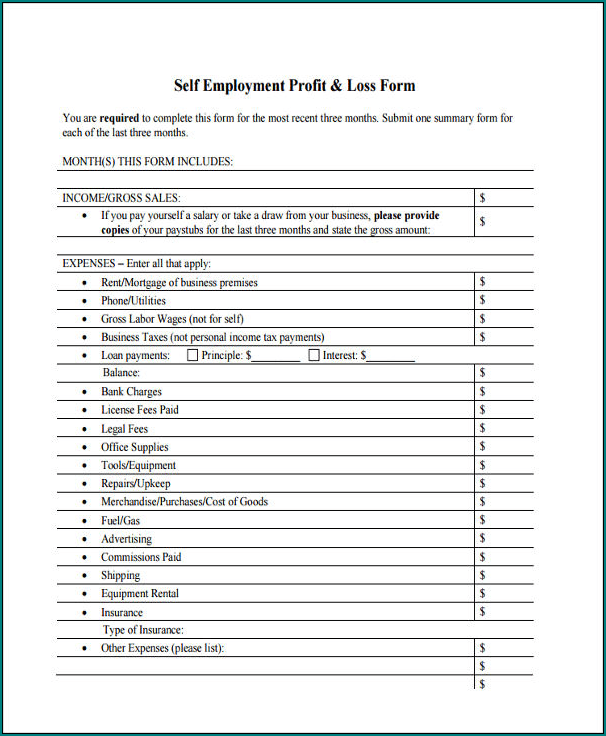 》Free Printable Profit And Loss Statement Template For Self Employed