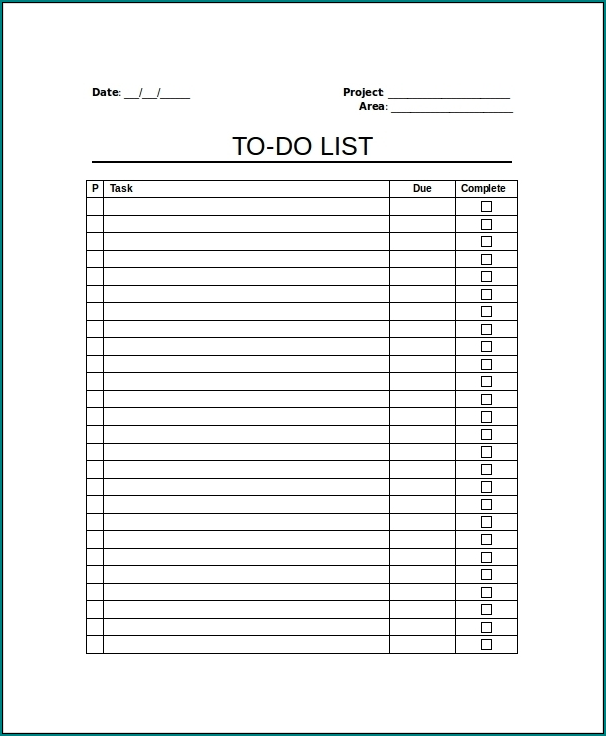 》Free Printable Work To Do List Template