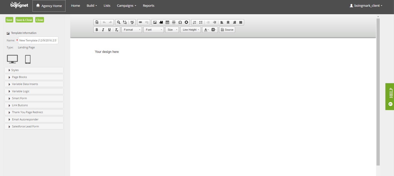 Create a Blank Landing Page Template