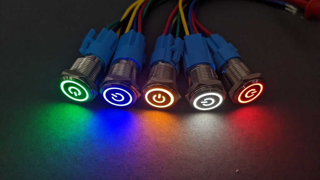 Stainless Steel 16mm Illuminated Push Button Switch Momentary NO NC