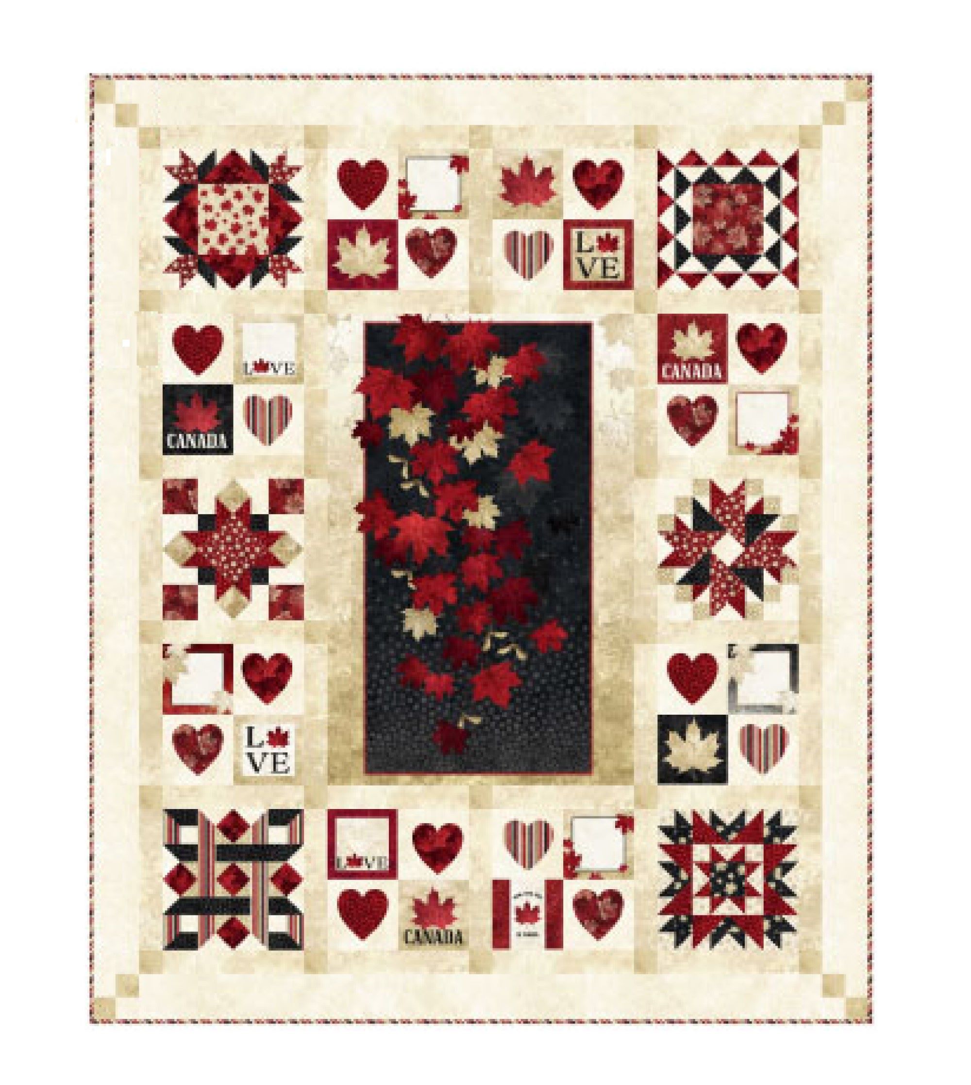 With Glowing Hearts Panel Quilt Kit Bolts 2 Blocks