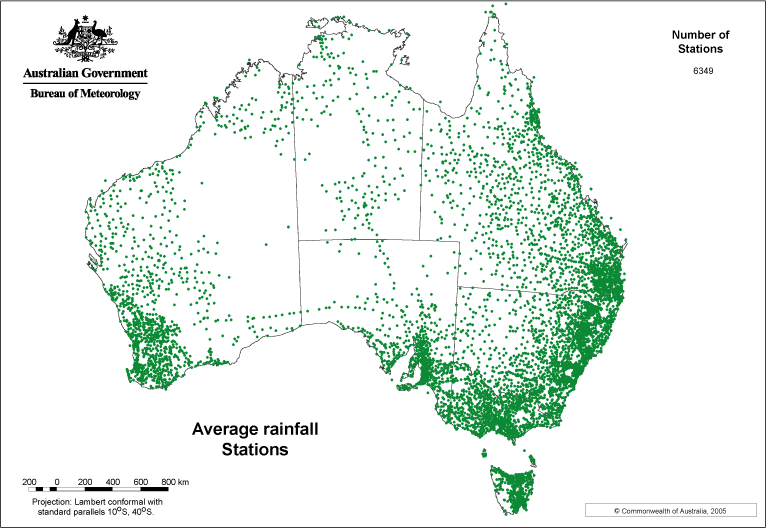 Annual and monthly rainfall recording stations
