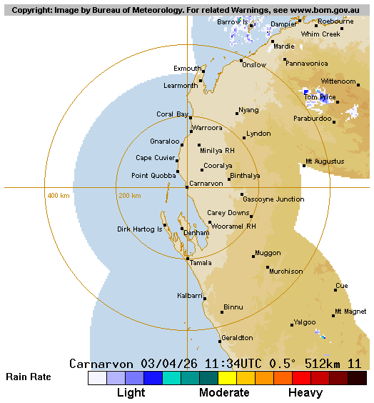 512 km composite Carnarvon Radar