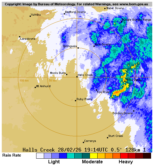 128 km Halls Creek Radar