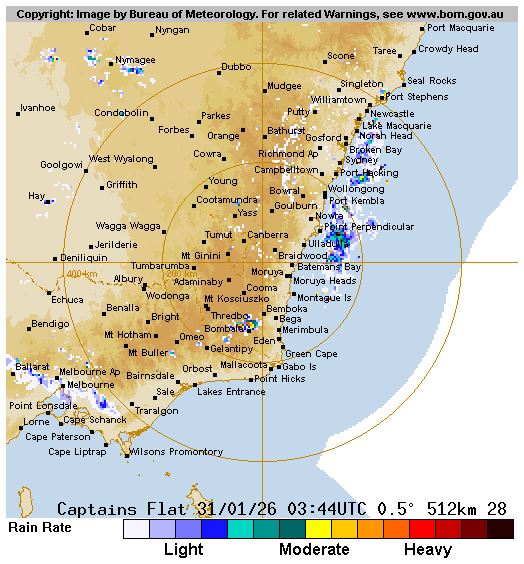 512 km composite Canberra (Captains Flat) Radar