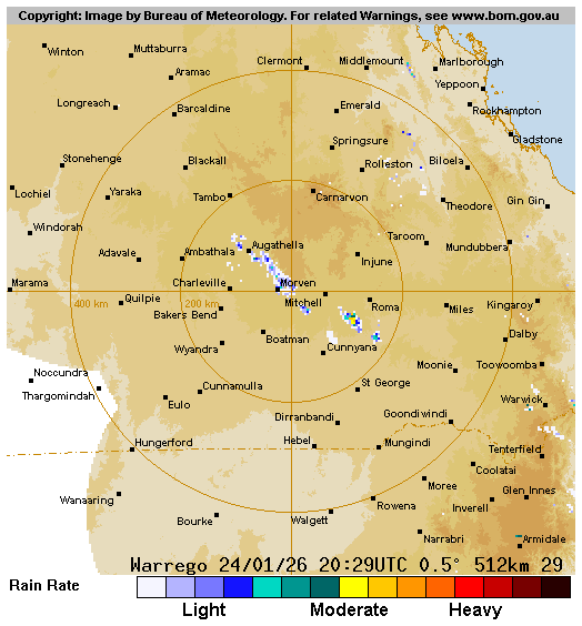 512 km composite Warrego Radar Loop