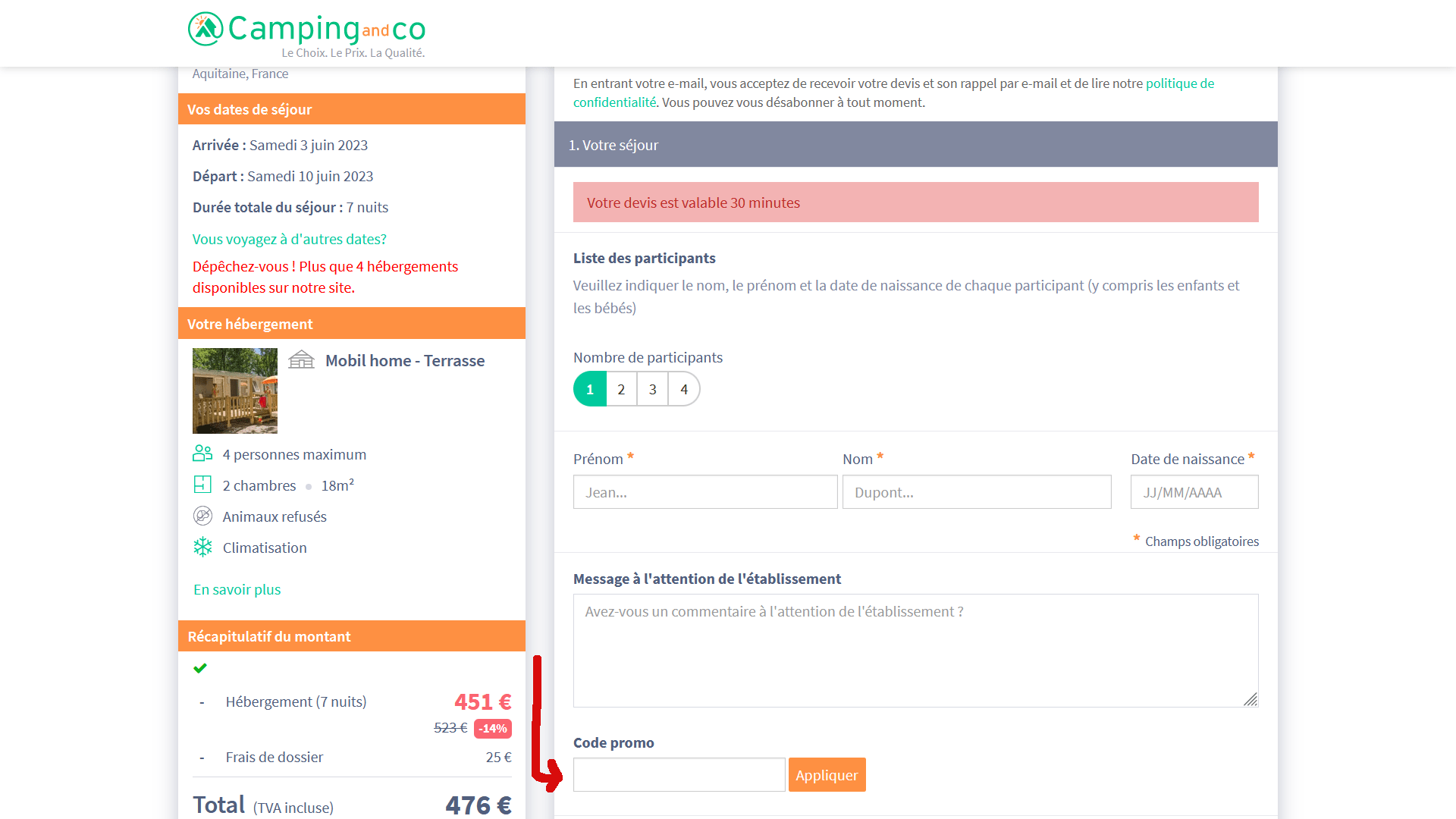 ᐅ Codes Promo Camping and co 20 à 100 € de réduction 2024