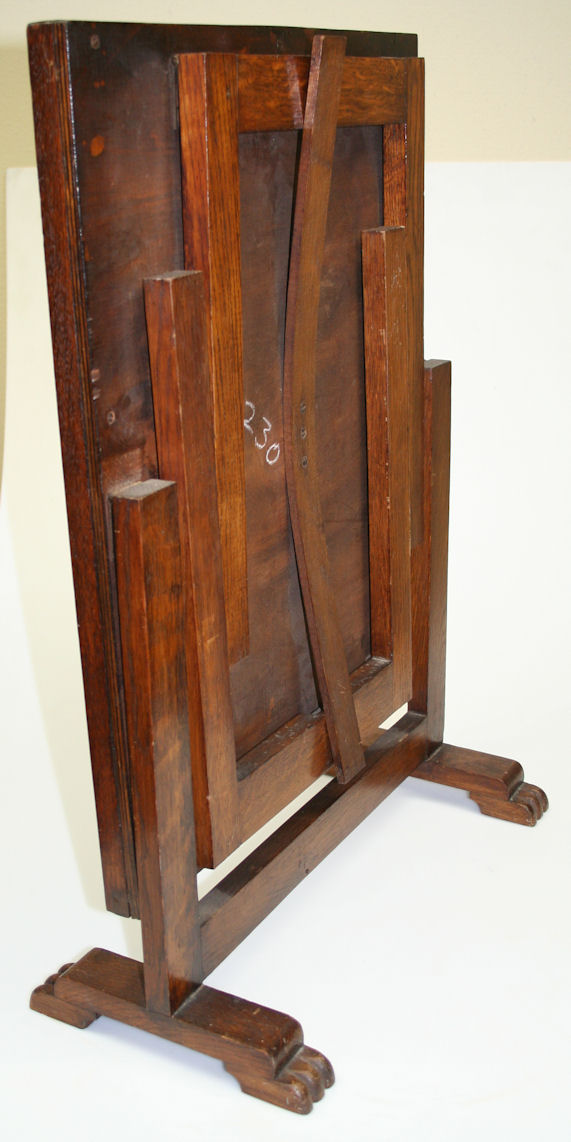 Antique Fire Screen Folding Table Embroidered Top Glass Firescreen