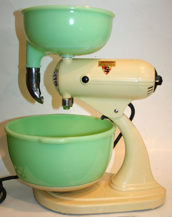 Vintage Sunbeam Mixmaster Mixer Juicer Sunflower Yellow Jadite Bowls