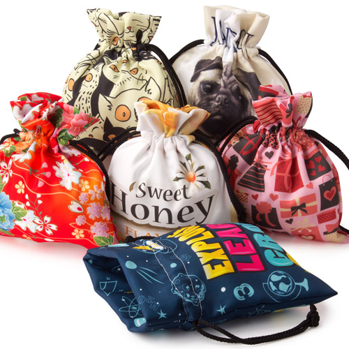 Promotional Drawstring Gift Bags Polyester Fabric Full Colour Printing