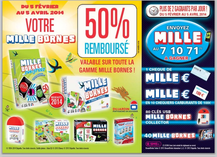 50 pourcent de remboursement sur les jeux du milles bornes
