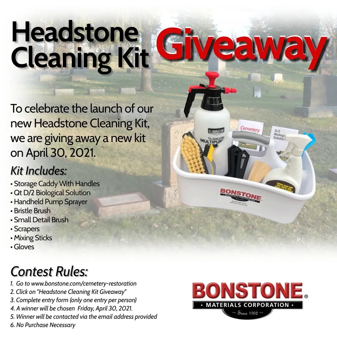 Headstone Cleaning Kit Contest Bonstone Materials Corporation