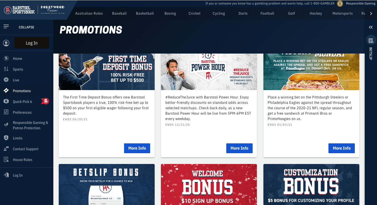 Barstool Casino Promo Code 1,000 Back on Signup