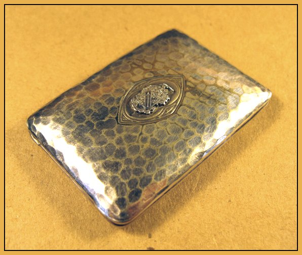 Antique MATCH HOLDER Silver ARMORIAL Hammered Finish eBay