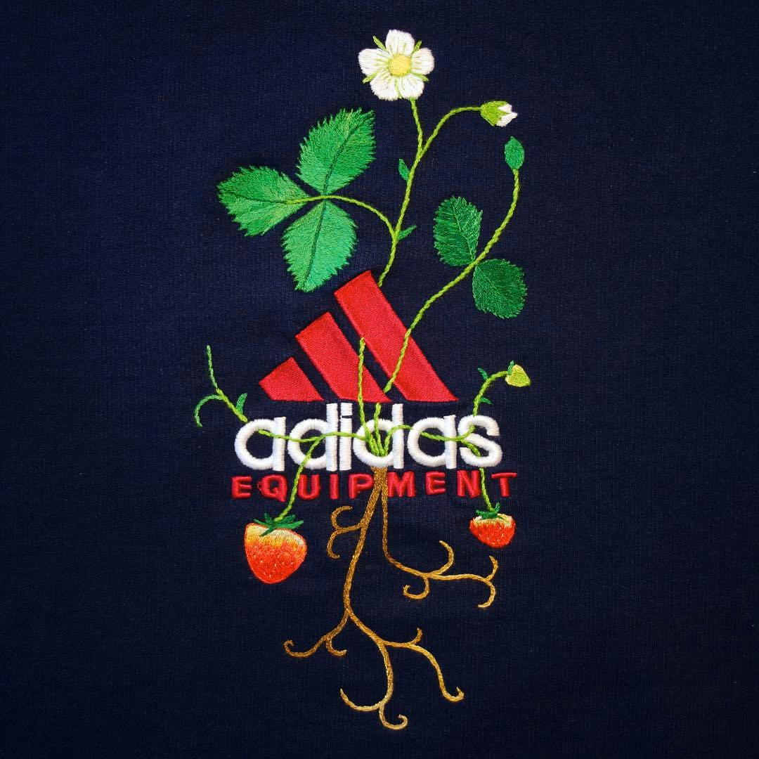 Embellished Logos Embroidered by Artist James Merry BOOOOOOOM