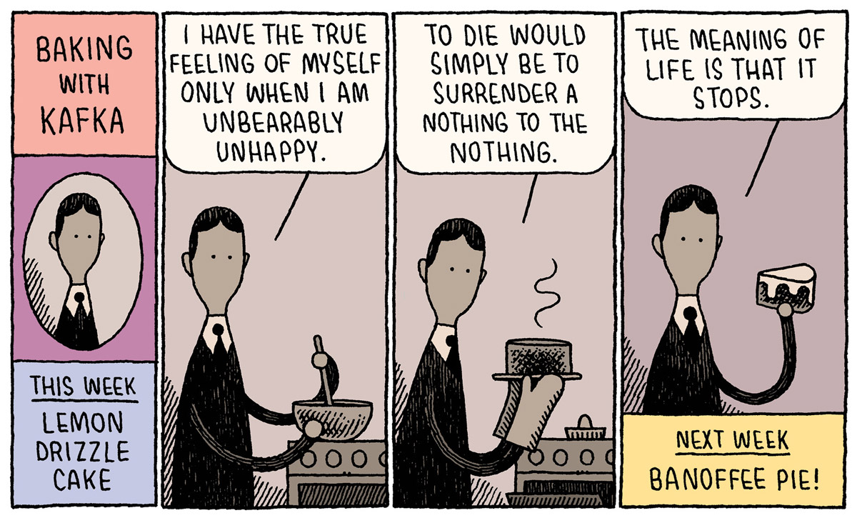 Giveaway “Baking with Kafka” by Artist Tom Gauld BOOOOOOOM! CREATE