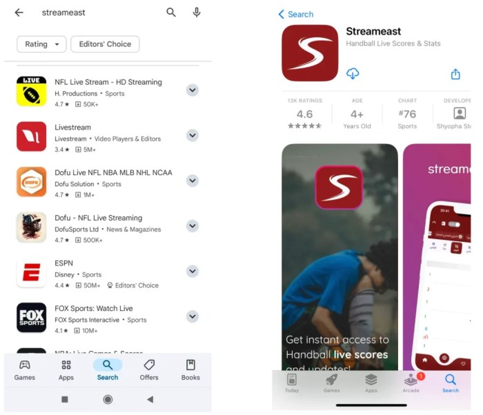 Streameast app download for android