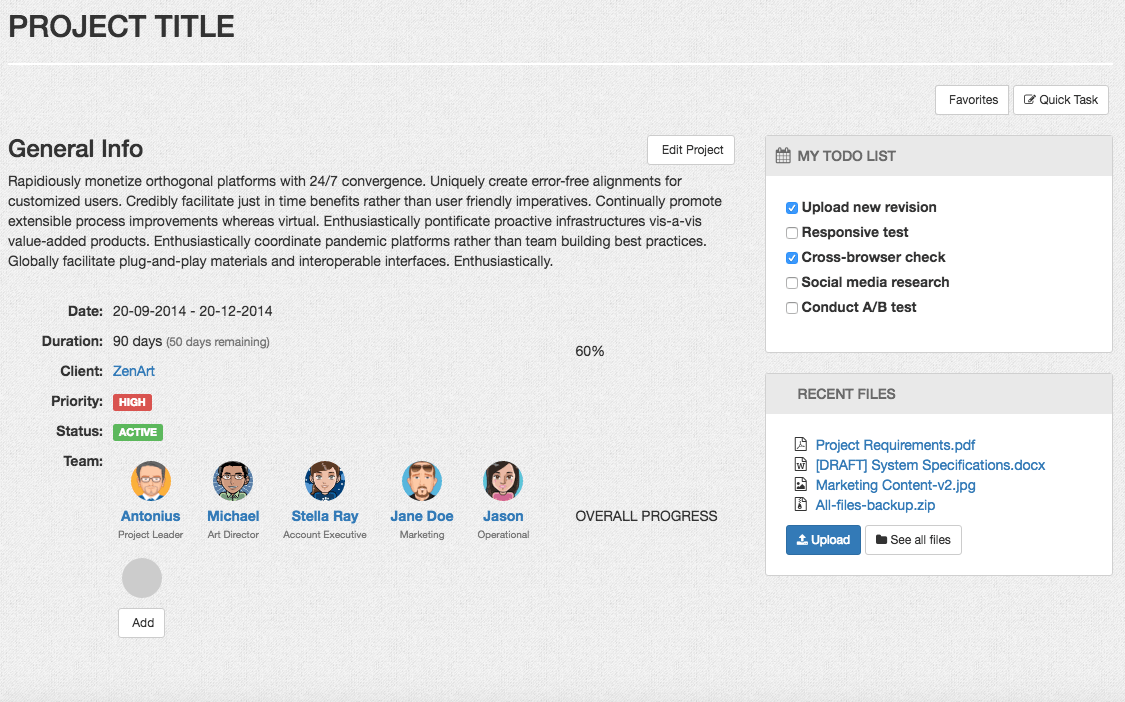Bootstrap html snippet. Project Detail