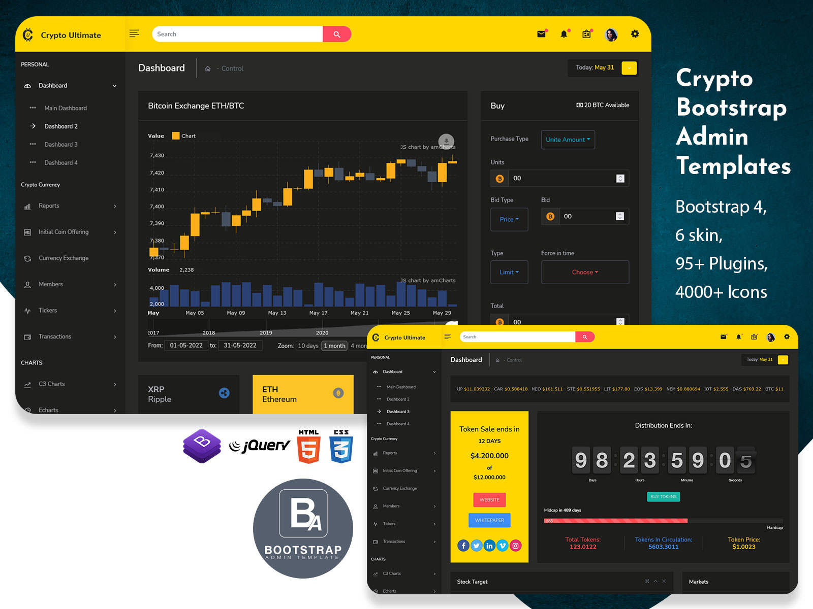 Fully Responsive Crypto Admin Templates With Elegant Designed