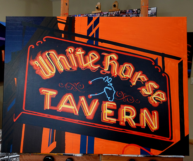 White Horse Tavern Neon Sign Painting by Borbay BORBAY
