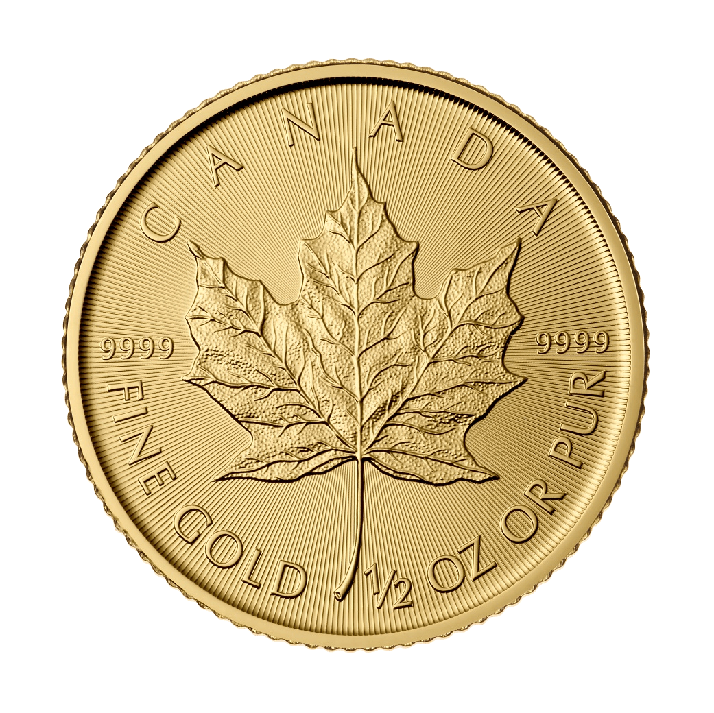 1/2 oz Canadian Gold Maple Leaf Coin Border Gold
