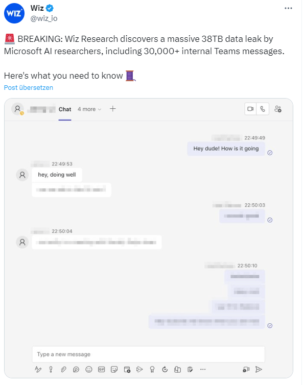 Data leak Microsoft AI researchers lose 38 TBytes of internal data via(03)