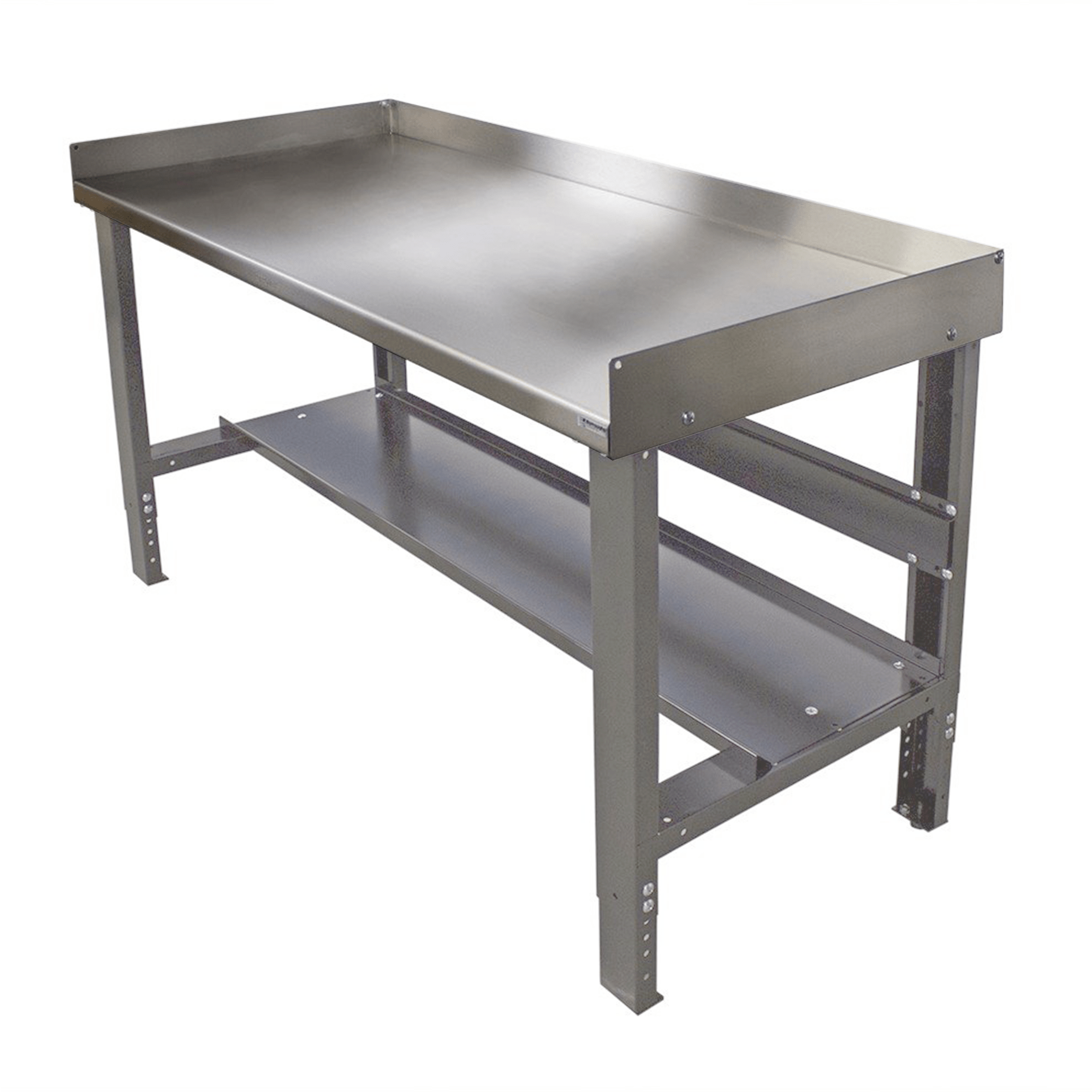 Borroughs Adjustable Height Stainless Steel Top Workbench, with Bottom