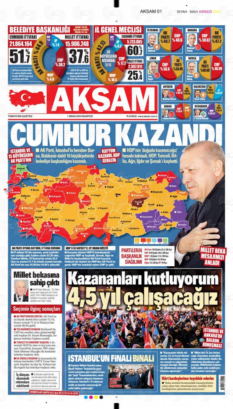 G&uuml;n&uuml;n Ulusal Gazete Manşetleri - 01 04 2019