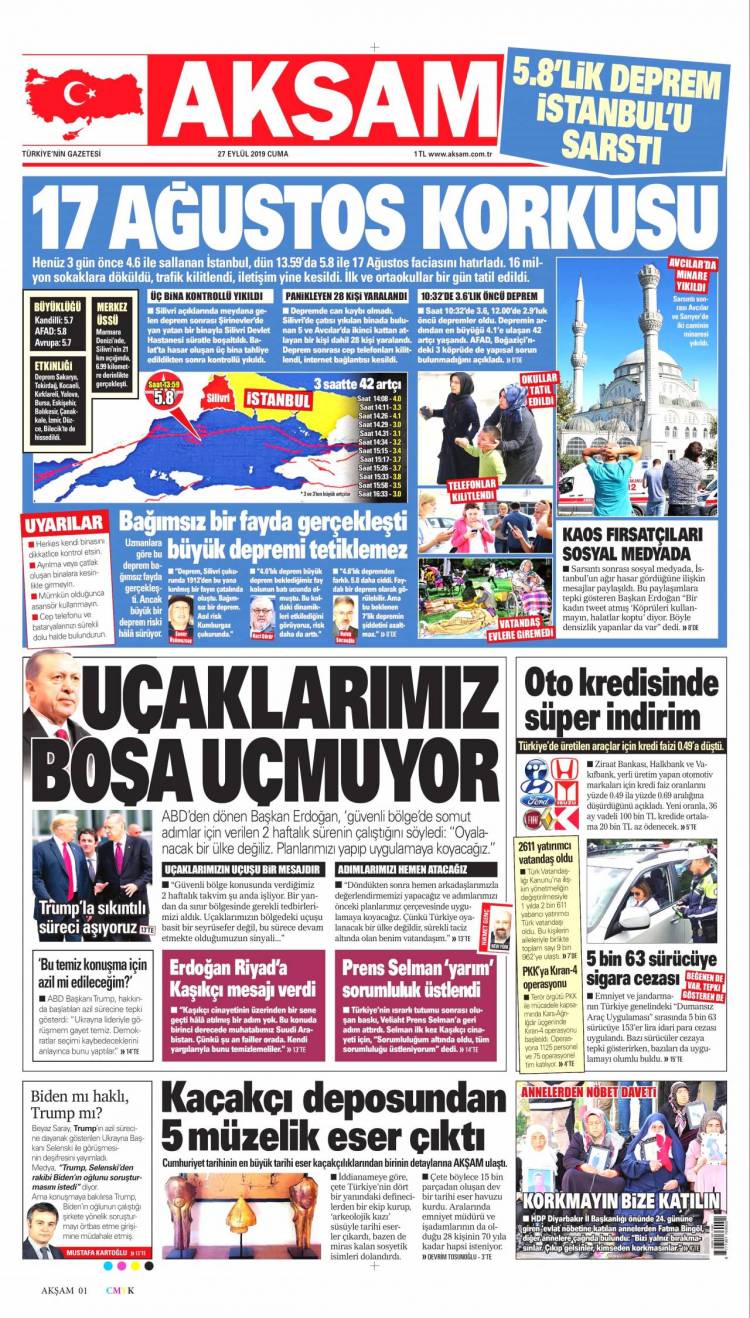 G&uuml;n&uuml;n Ulusal Gazete Manşetleri - 27 09 2019