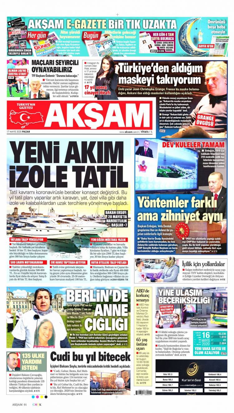 G&uuml;n&uuml;n Ulusal Gazete Manşetleri - 17 05 2020