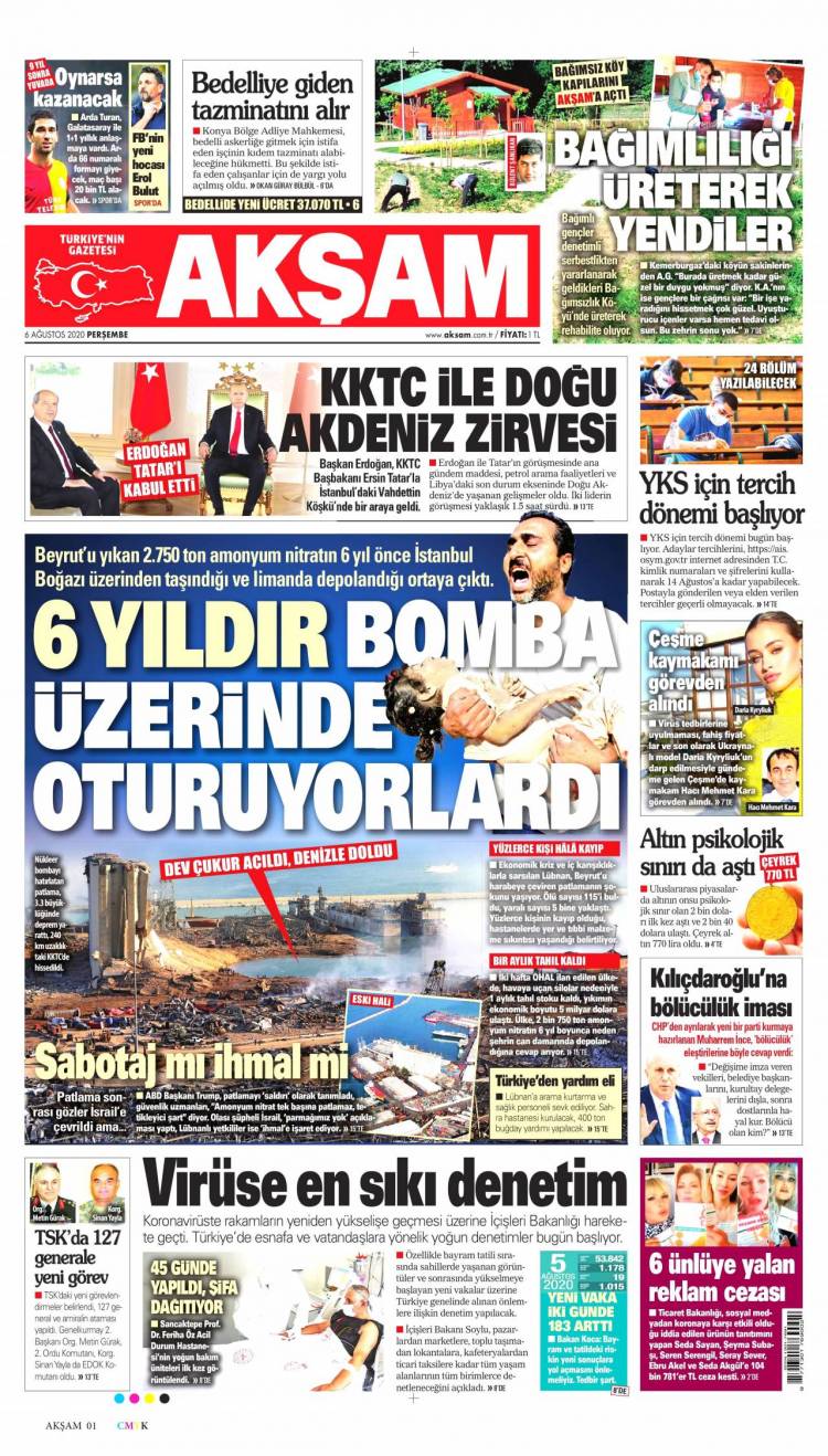 G&uuml;n&uuml;n Ulusal Gazete Manşetleri - 06 08 2020