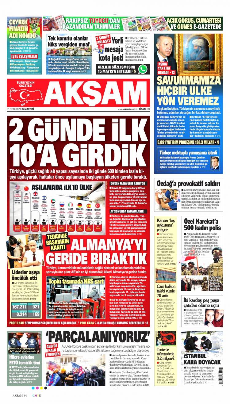 G&uuml;n&uuml;n Ulusal Gazete Manşetleri - 16 01 2021